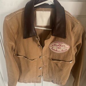 Mother Tan Jacket with Brown Collar Like New S